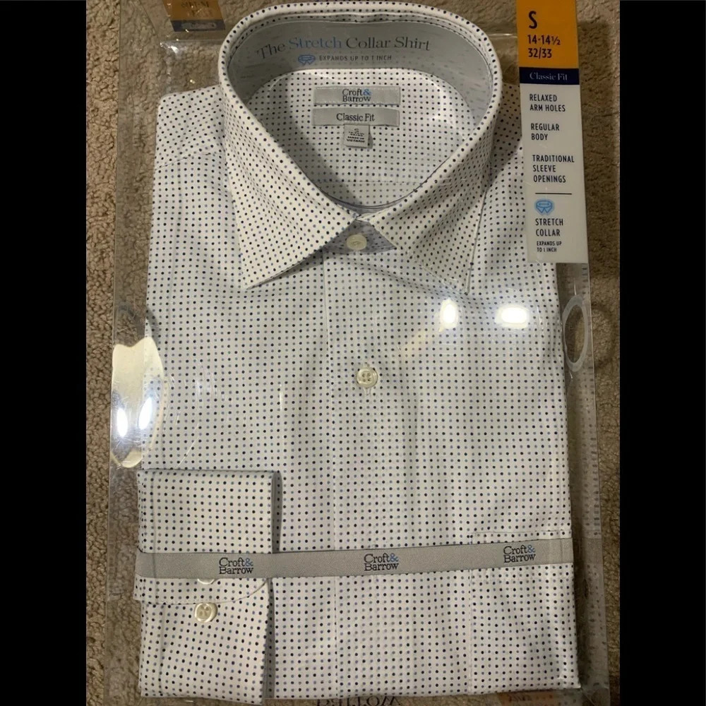 Croft & Barrow Long Sleeve Button Up Dress Shirt- Small NWT
